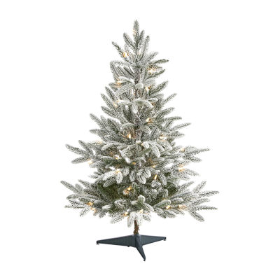 Nearly Natural 3 Foot Manchester Flocked Spruce Pre-Lit Christmas Tree