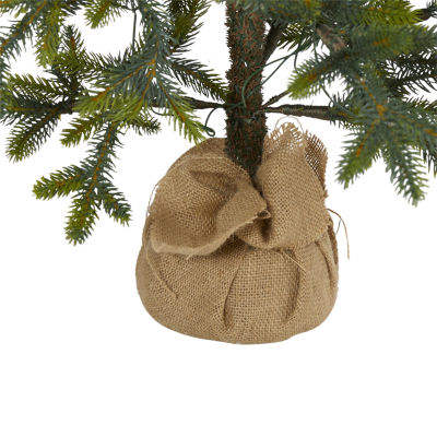 Nearly Natural 4 Foot Fir With Burlap Base Pre-Lit Christmas Tree