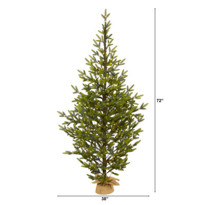 Nearly Natural 6 Foot Fir In Burlap Base With 1243 Bendable Branches And 250 Clear Led Lights Pre-Lit Christmas Tree