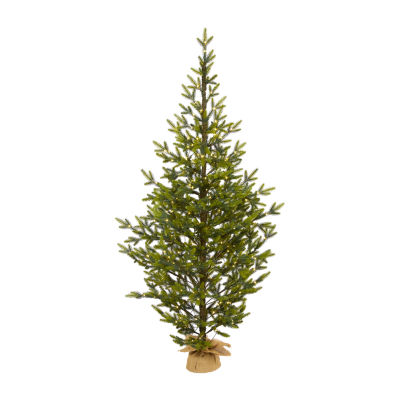 Nearly Natural 6 Foot Fir In Burlap Base With 1243 Bendable Branches And 250 Clear Led Lights Pre-Lit Christmas Tree