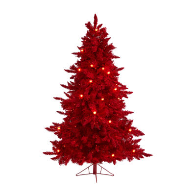 Nearly Natural 6 Foot Fir With 748 Bendable Branches And 350 Red Lights And 33 Globe Bulbs Pre-Lit Christmas Tree