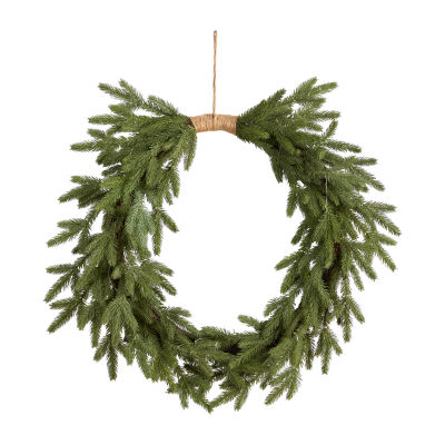 Nearly Natural 24" Holiday Christmas Pre-Lit Cascading Pine Indoor Pre-Lit Christmas Wreath