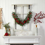 Nearly Natural 40in. Pines; Red Berries And Pinecones Indoor Christmas Garland