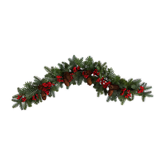 Nearly Natural 40in. Pines; Red Berries And Pinecones Indoor Christmas Garland