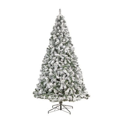 Nearly Natural 9 Foot  West Virginia Flocked Fir With 650 Clear Led Lights And 1320 Bendable Branches Pre-Lit Christmas Tree