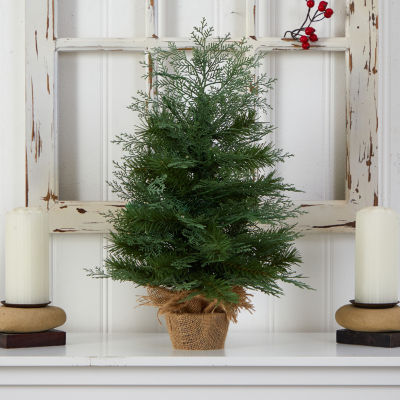 Nearly Natural 2 Foot Fir In Burlap Base With 35 Warm White Led Lights Pre-Lit Christmas Tree