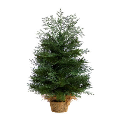 Nearly Natural 2 Foot Fir In Burlap Base With 35 Warm White Led Lights Pre-Lit Christmas Tree