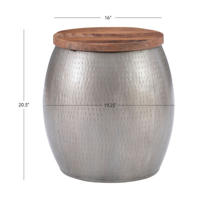 Kirkglen Wood and Glass Drum Side Table