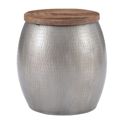 Kirkglen Wood and Glass Drum Side Table