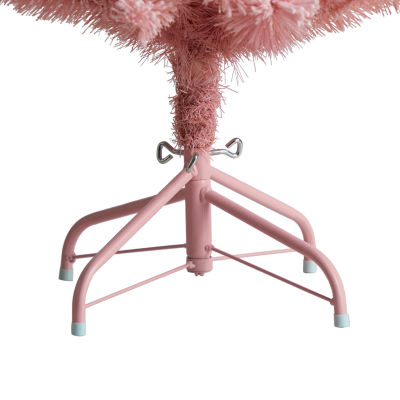 Nearly Natural 4 Foot Holiday Frosted Pink Cashmere Pine With 30 Jumbo Multicolored Globe Led Lights Pre-Lit Christmas Tree