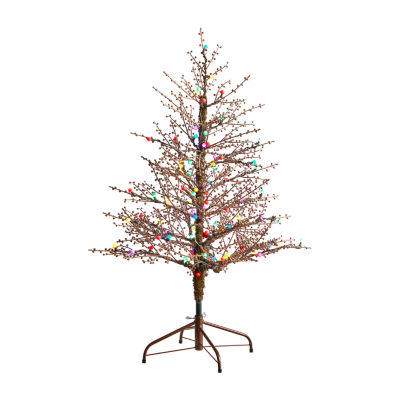 Nearly Natural 4 Foot Frosted Berry Twig With 240 Bendable Branches And 100  Multicolored Gum Ball Led Lights Pre-Lit Christmas Tree