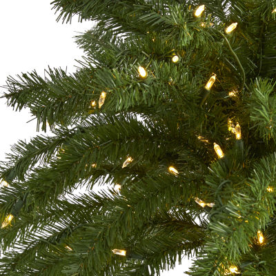 Nearly Natural 7 Foot Palm With 300 White Warm Led Lights Pre-Lit Tropical Christmas Tree