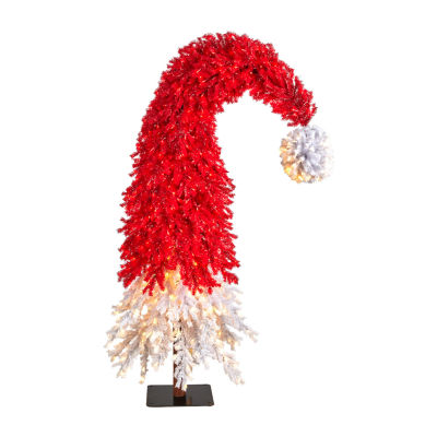 Nearly Natural 9 Foot Holiday Red Santa Hat Fir With 1992 Bendable Branches And 600 Led Lights Pre-Lit Christmas Tree