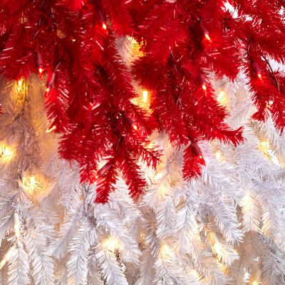 Nearly Natural 9 Foot Holiday Red Santa Hat Fir With 1992 Bendable Branches And 600 Led Lights Pre-Lit Christmas Tree