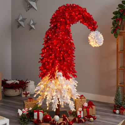 Nearly Natural 9 Foot Holiday Red Santa Hat Fir With 1992 Bendable Branches And 600 Led Lights Pre-Lit Christmas Tree