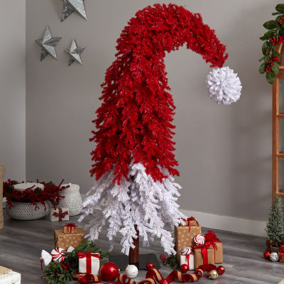 Nearly Natural 9 Foot Holiday Red Santa Hat Fir With 1992 Bendable Branches And 600 Led Lights Pre-Lit Christmas Tree