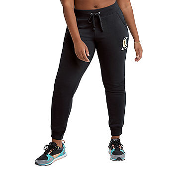 Champion Powerblend Jogger Old English Womens High Rise Cuffed Sweatpant,  Color: Black - JCPenney