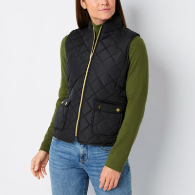 St. John's Bay Quilted Vest, Color: Black - JCPenney