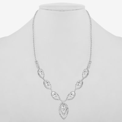 Monet Jewelry Silver Tone Glass 17 Inch Y Necklace