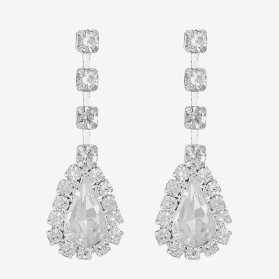Monet Jewelry Silver Tone Glass Drop Earrings