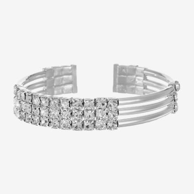 Monet Jewelry Silver Tone Glass Cuff Bracelet