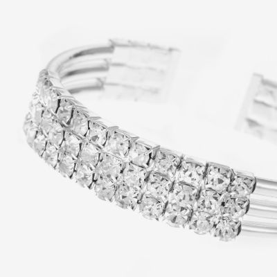 Monet Jewelry Silver Tone Glass Cuff Bracelet