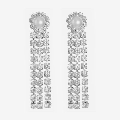 Monet Jewelry Tassle Simulated Pearl Drop Earrings
