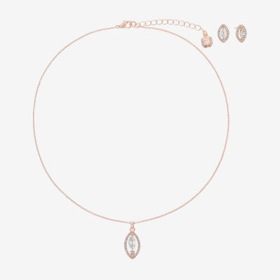 Monet Jewelry Rose Gold Pendant Necklace And Stud Earring Rose Tone 2-pc. Jewelry Set