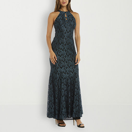 R & M Richards Metallic Lace Sleeveless Evening Gown, Color: Spruce ...