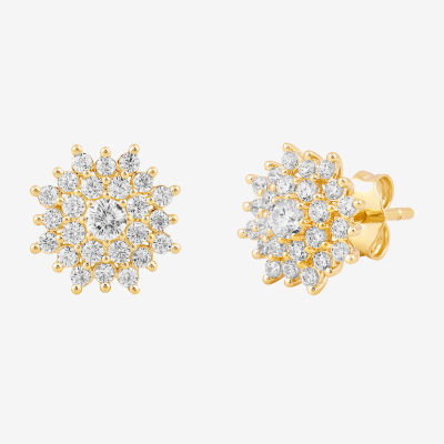 Cluster Sunburst 3/4 CT. T.W. Lab Grown White Diamond 10K Gold 10.5mm Round Stud Earrings