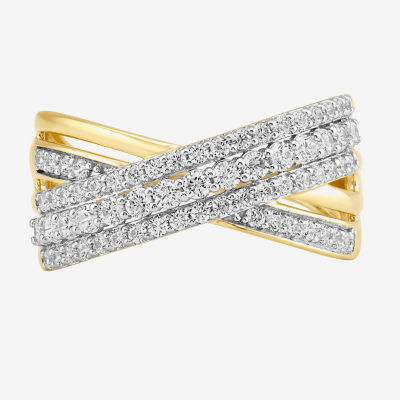 3/4 CT. T.W. Lab Grown White Diamond 10K Gold Crossover Band