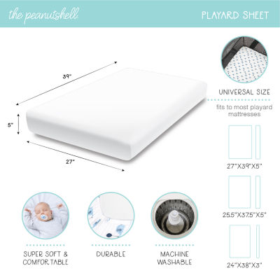 The Peanutshell Blue Dino 3-pc. Playard Sheet