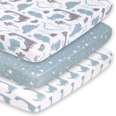 The Peanutshell Blue Dino 3-pc. Playard Sheet