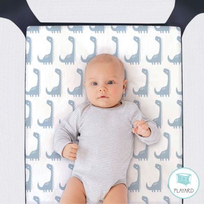 The Peanutshell Blue Dino 3-pc. Playard Sheet