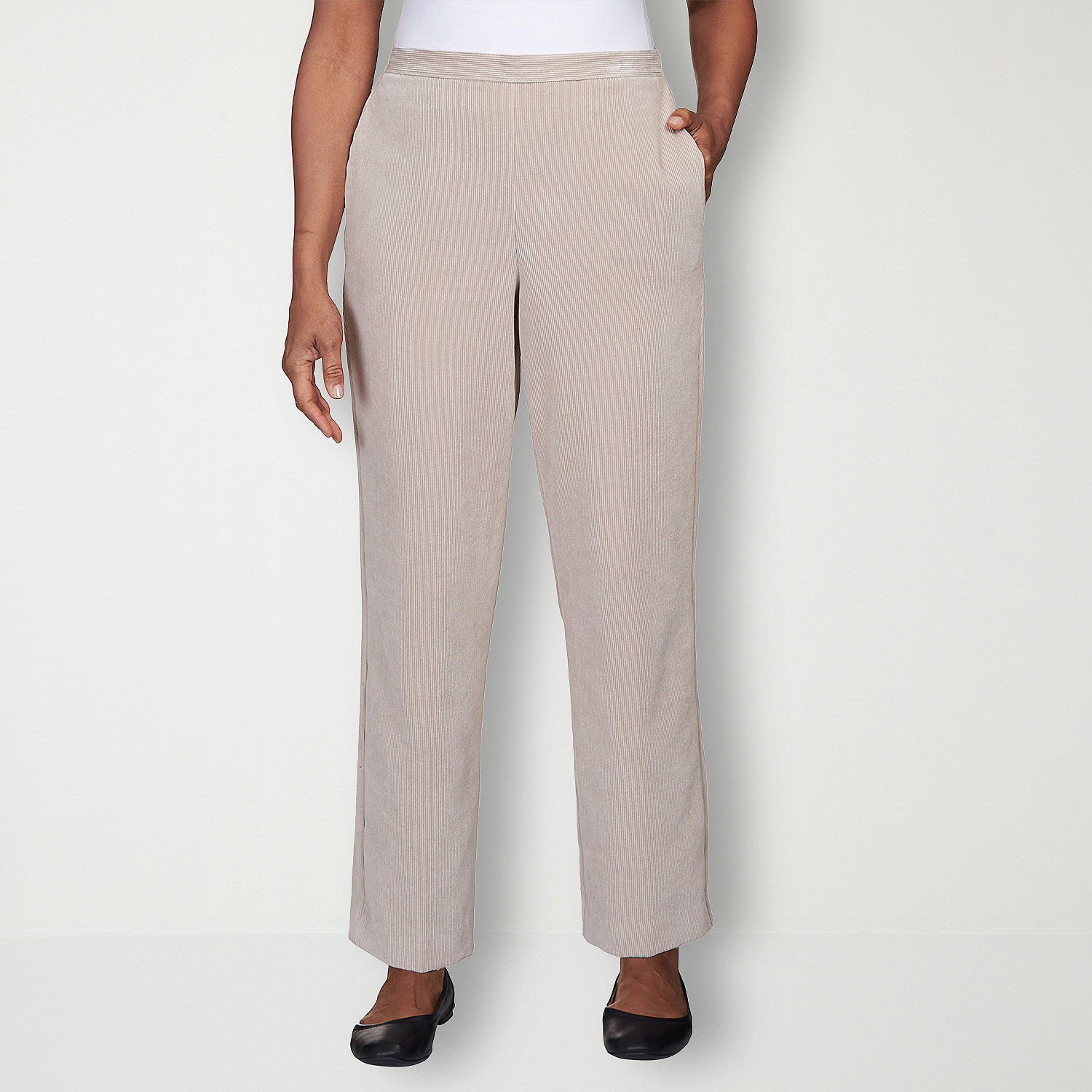 Alfred Dunner Womens Mid Rise Comfort Waistband Straight Corduroy Pant ...