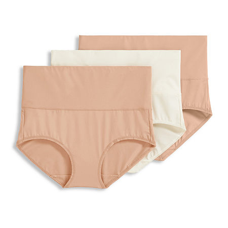 Jockey Skimmies 360Â° Smoothing Brief - 3 Pack -1766, Large, Beige