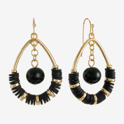 Mixit Gold Tone & Black Tear Womens Drop Earrings