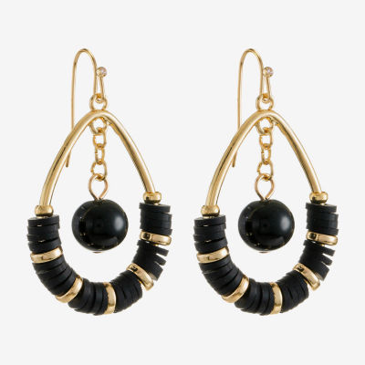 Mixit Gold Tone & Black Tear Drop Earrings