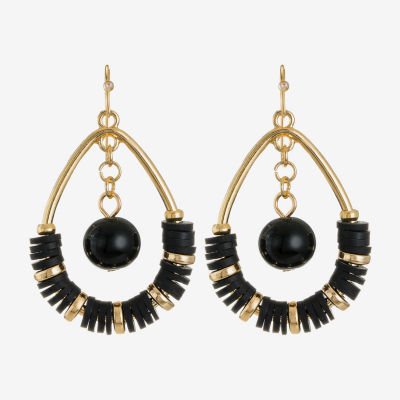 Mixit Gold Tone & Black Tear Drop Earrings