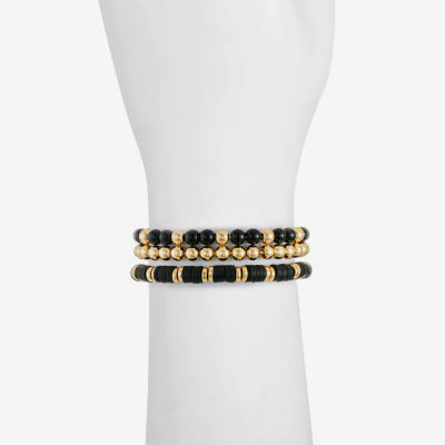 Mixit Gold Tone & Black Beaded Stretch 3-pc. Bracelet Set