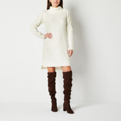 Petite Cream Cable Knit Sweater Dress