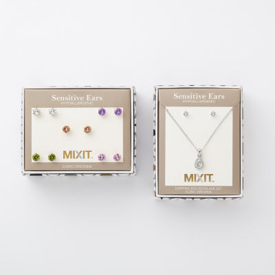 Mixit Hypoallergenic Pendant Necklace & Stud Earring 2-pc. Cubic Zirconia Jewelry Set