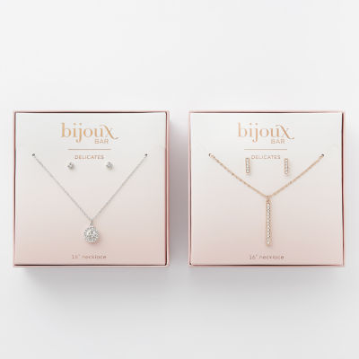 Bijoux Bar Delicates Rose Tone Pendant Necklace & Stud Earring 2-pc. Bar Jewelry Set