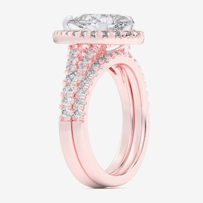 G-H / Si1-Si2) Womens / CT. T.W. Lab Grown White Diamond 14K Gold Pear Side Stone Halo Bridal Set