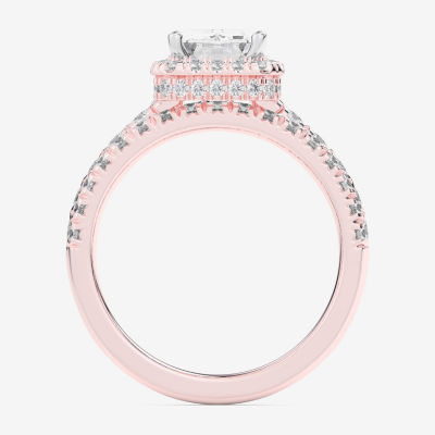 G-H / Si1-Si2) Womens / CT. T.W. Lab Grown White Diamond 14K Gold Side Stone Halo Bridal Set