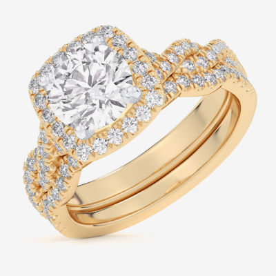 G-H / Si1-Si2) Womens / CT. T.W. Lab Grown White Diamond 14K Gold Round Halo Bridal Set