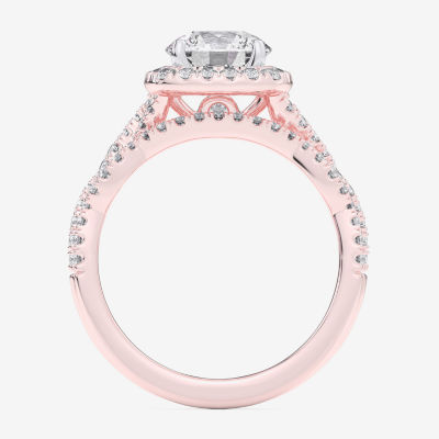 (G-H / Si1-Si2) Womens 3 3/4 CT. T.W. Lab Grown White Diamond 14K White Gold Round Side Stone Halo Bridal Set