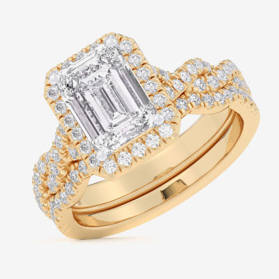 G-H / Si1-Si2) Womens / CT. T.W. Lab Grown White Diamond 14K Gold Pear Halo Bridal Set