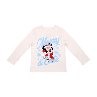 Disney Toddler Girls Crew Neck Long Sleeve Minnie Mouse Graphic T-Shirt