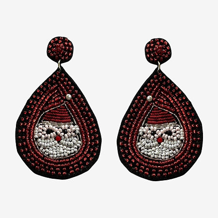 Bijoux Bar Santa Drop Earrings, One Size, Red